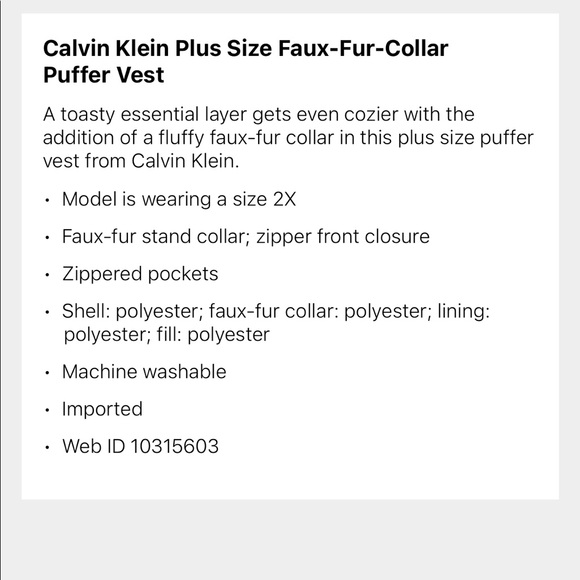 Calvin Klein Plus Size Vest - Picture 4 of 5